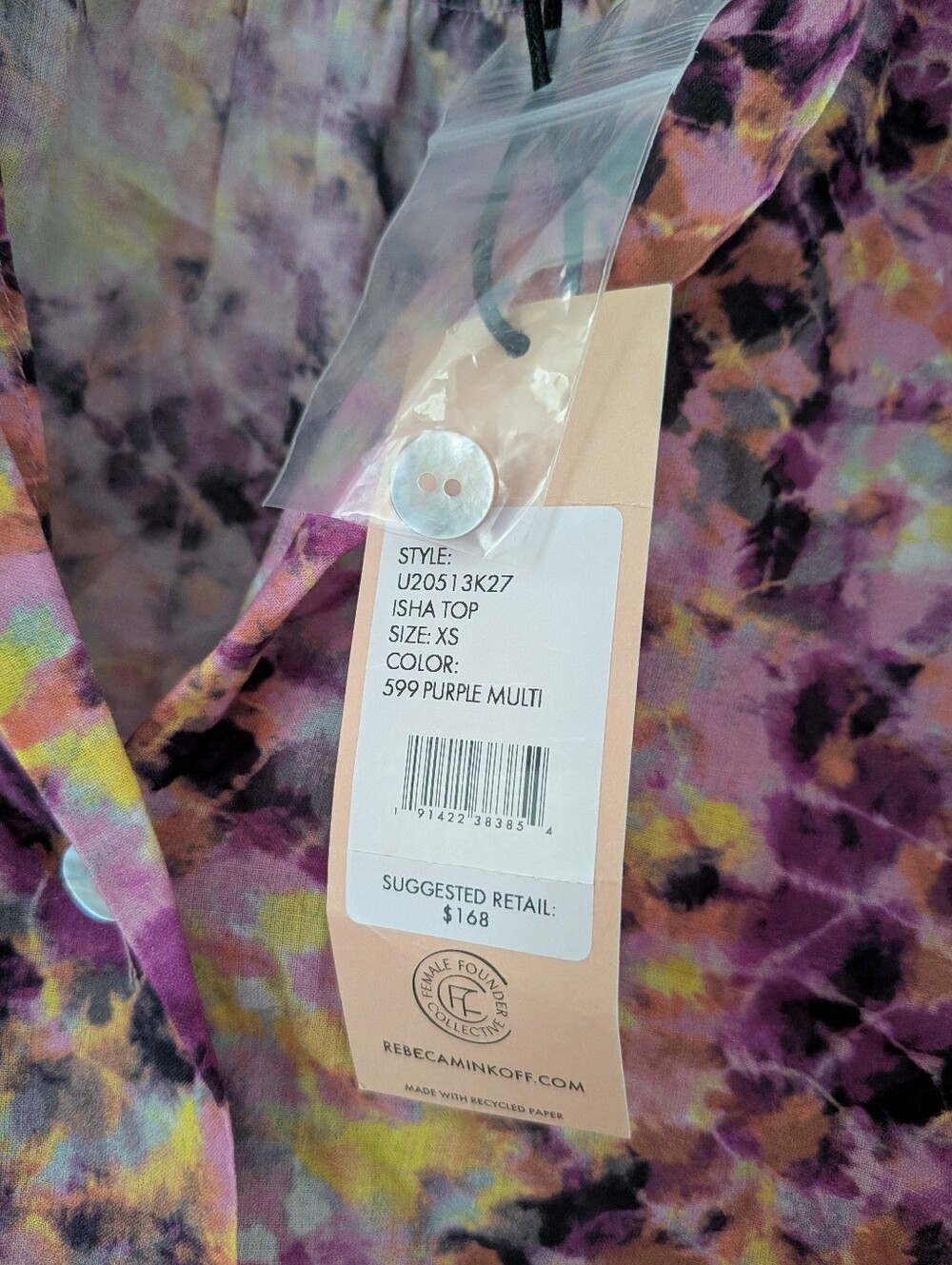 NWT! Rebecca Minkoff Tie-dye Print Isha Blouse - Picture 4 of 11